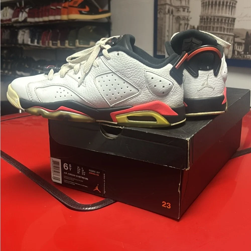 Jordan Retro Low White Black Red Accent Sneakers